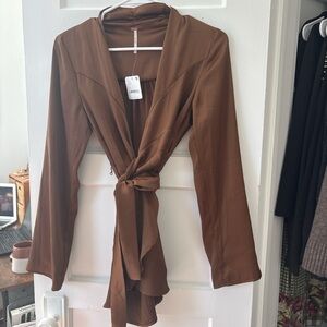 Free People Brown Wrap Top